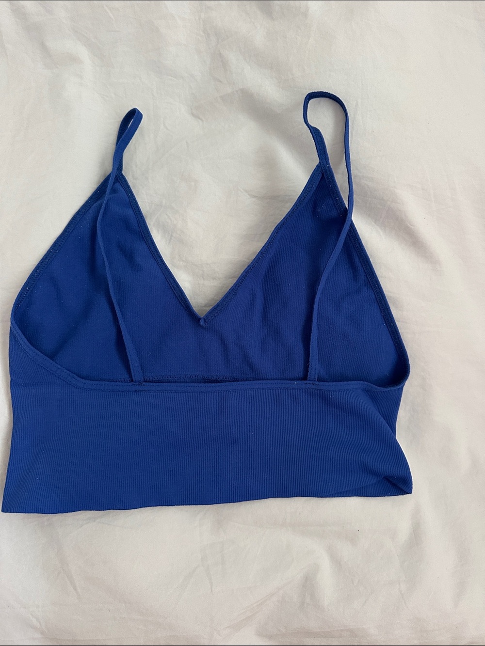 Free People Cobalt Blue Ribbed V-Neck Bralette - Picture 3 of 3
